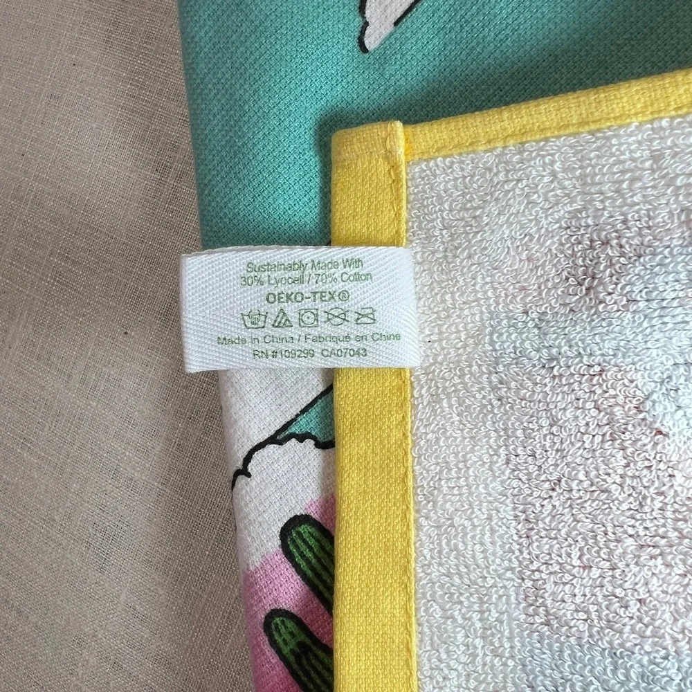 Deborah Connolly Designs Desert Skull Margarita Tea Towel Blue Yellow Cactus USA